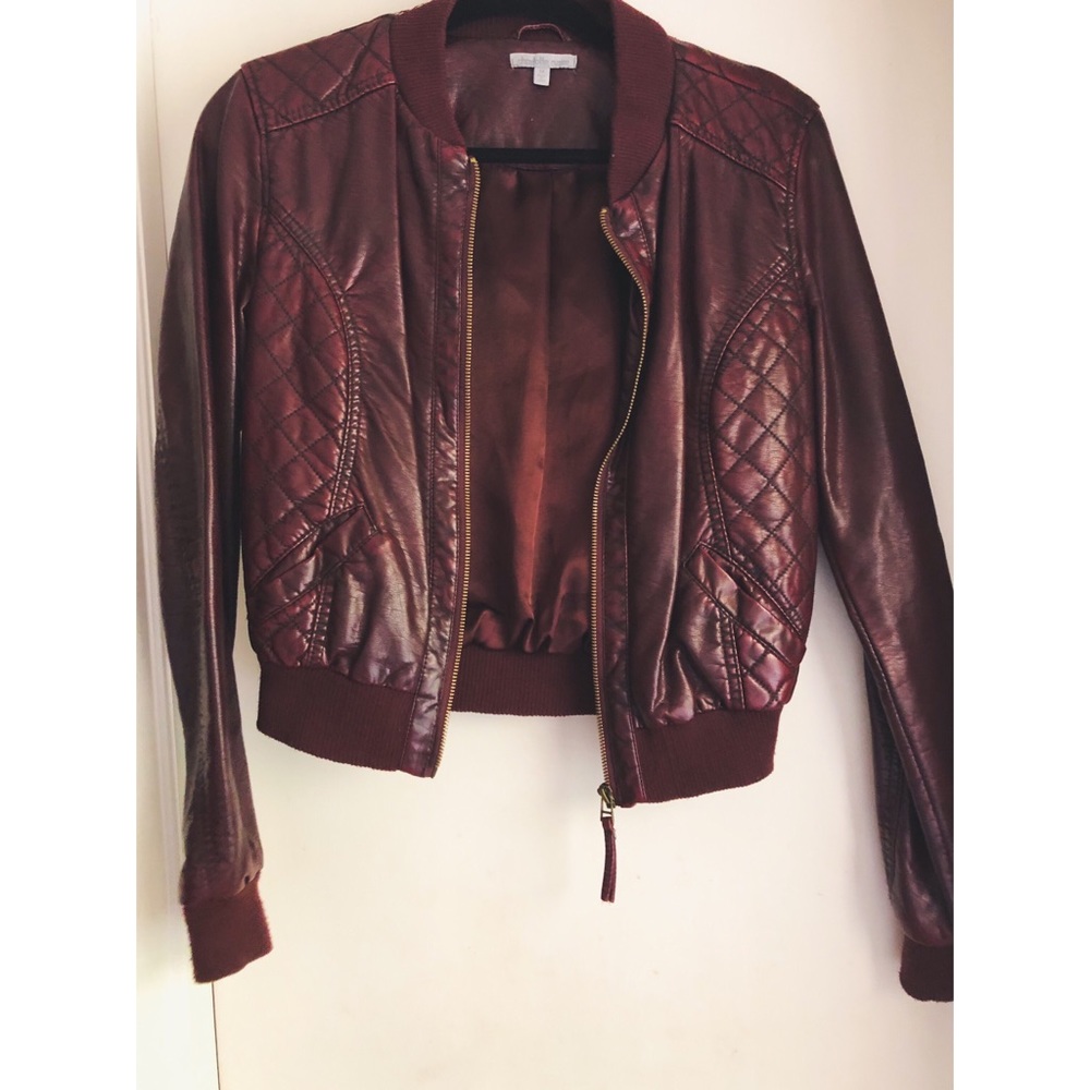 Burgundy leather jacket !